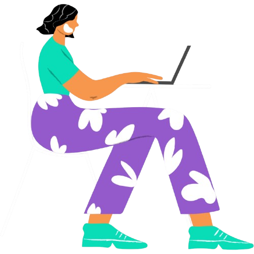 Illustration of a person working with data, representing humanitarian data analysis